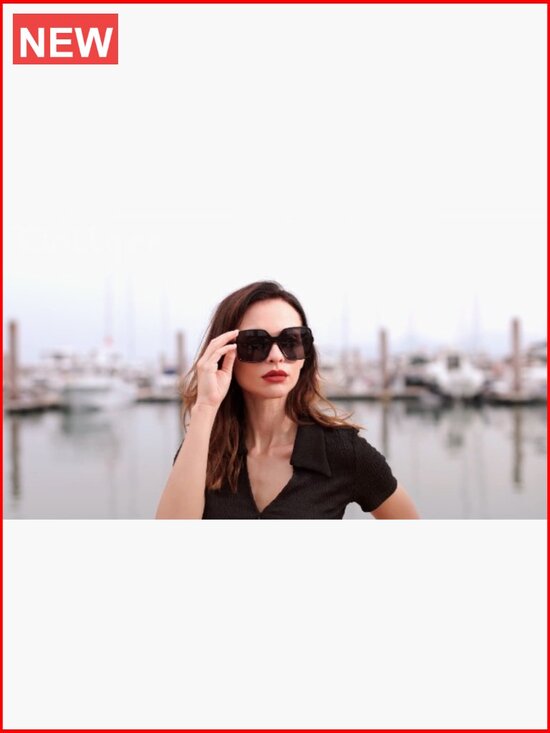 Oversized Square Sunglasses with UV Protection, Composite Frame, Unisex main image 7